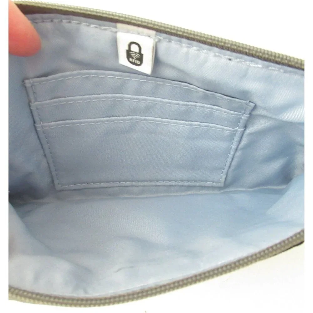 Baggallini‎ RFID Wristlet Wallet Organizer Navy Blue Solid Travel Pouch
